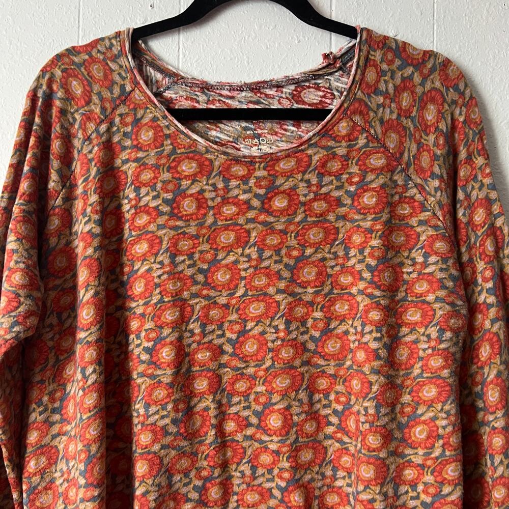 Natural Life Floral Top Womens XL Cropped Boxy Relaxed 100% Cotton Boho Slouchy - Picture 3 of 10